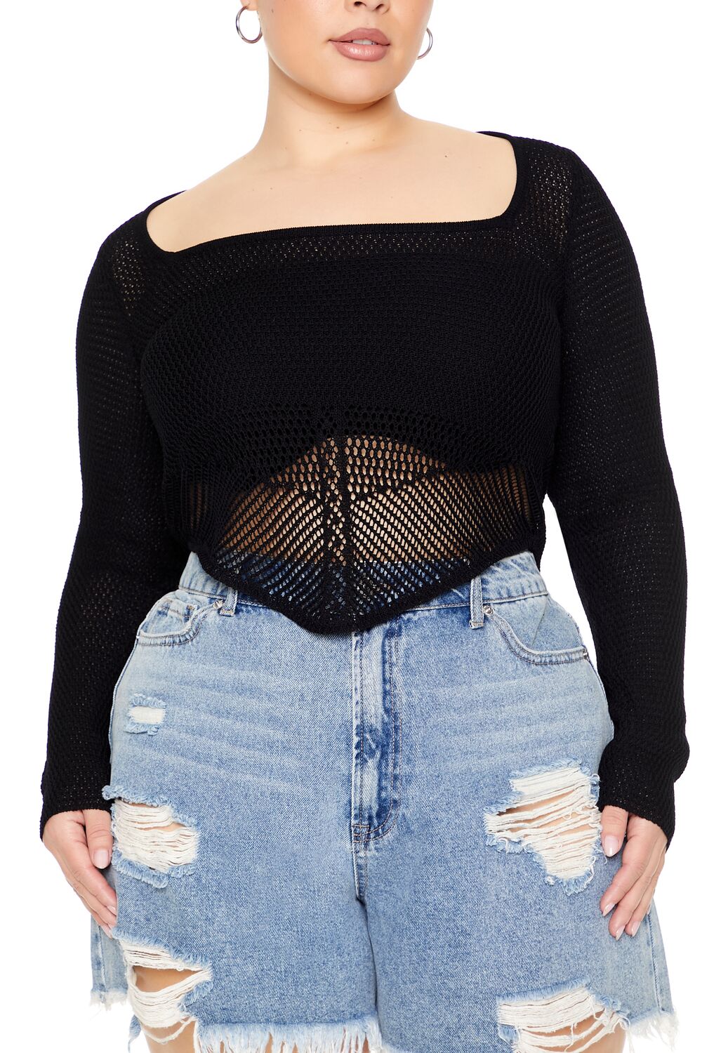 Plus Size Sweater-Knit Crop Top