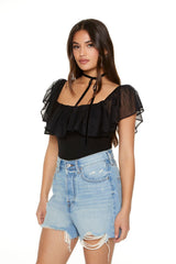 Ruffle-Trim Bodysuit