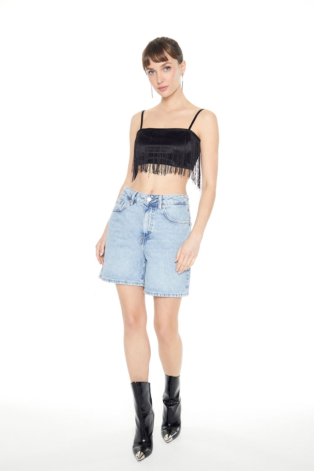 Satin Fringe Cropped Cami