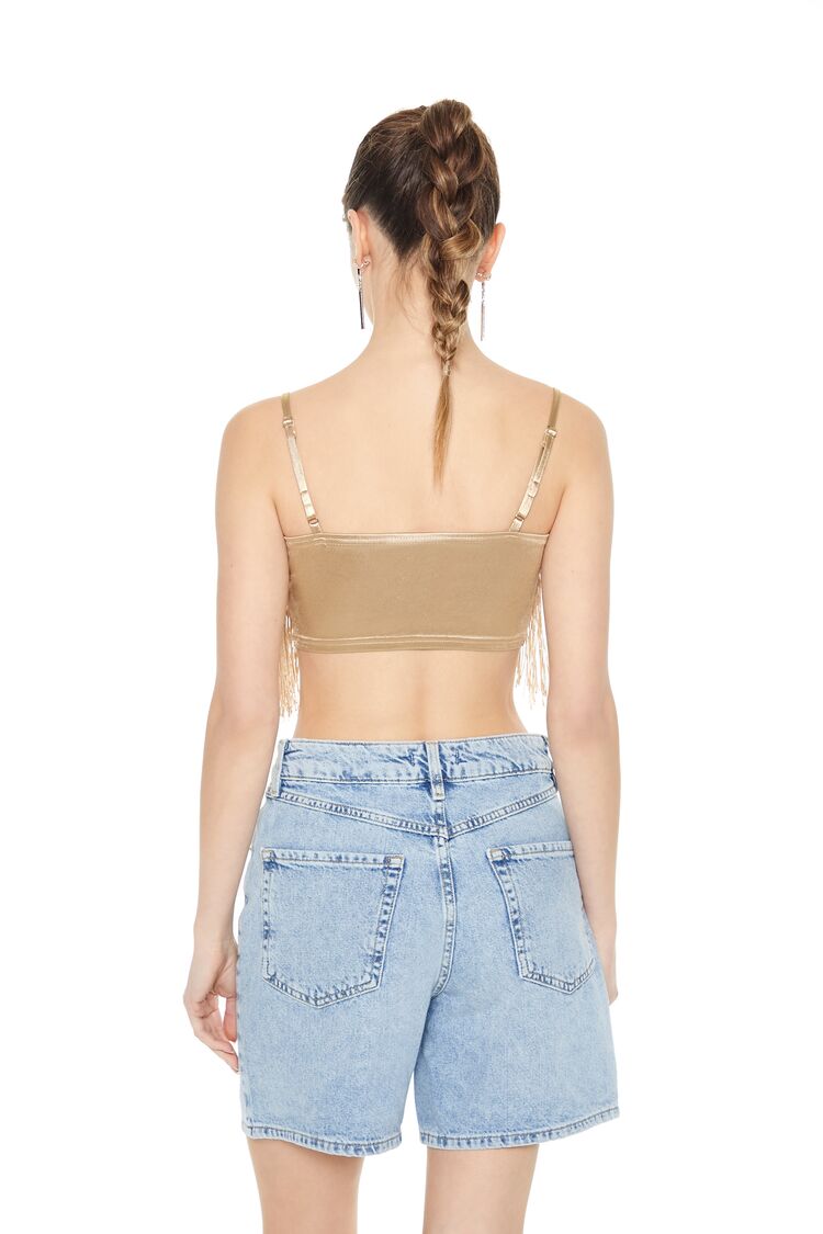 Satin Fringe Cropped Cami
