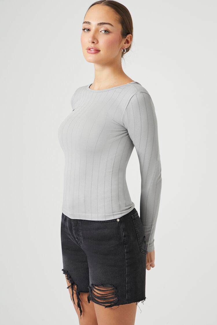 Seamless Ribbed Scoop-Back Top