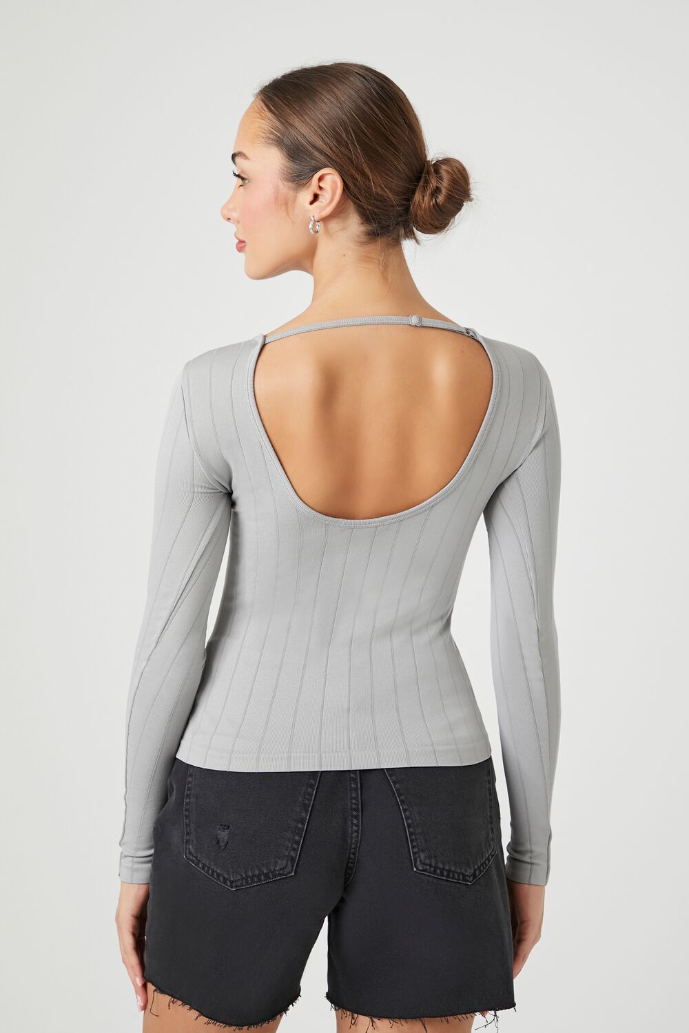 Seamless Ribbed Scoop-Back Top