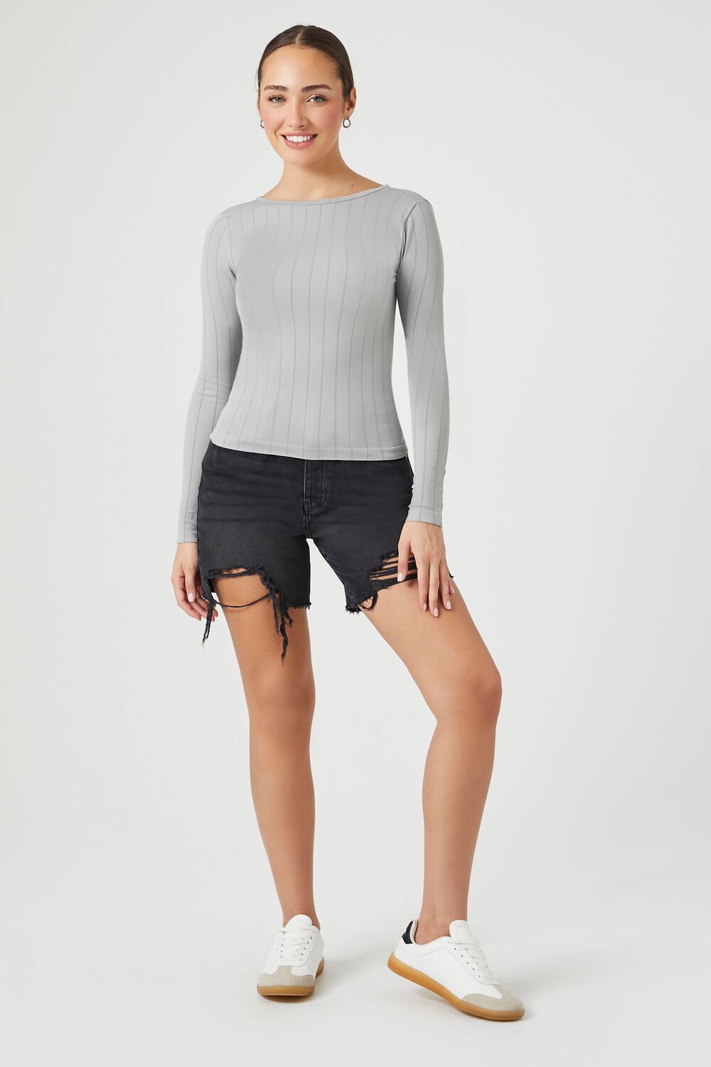 Seamless Ribbed Scoop-Back Top