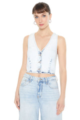 Cropped Bleach Wash Vest