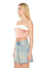Cropped Satin Colorblock Cami