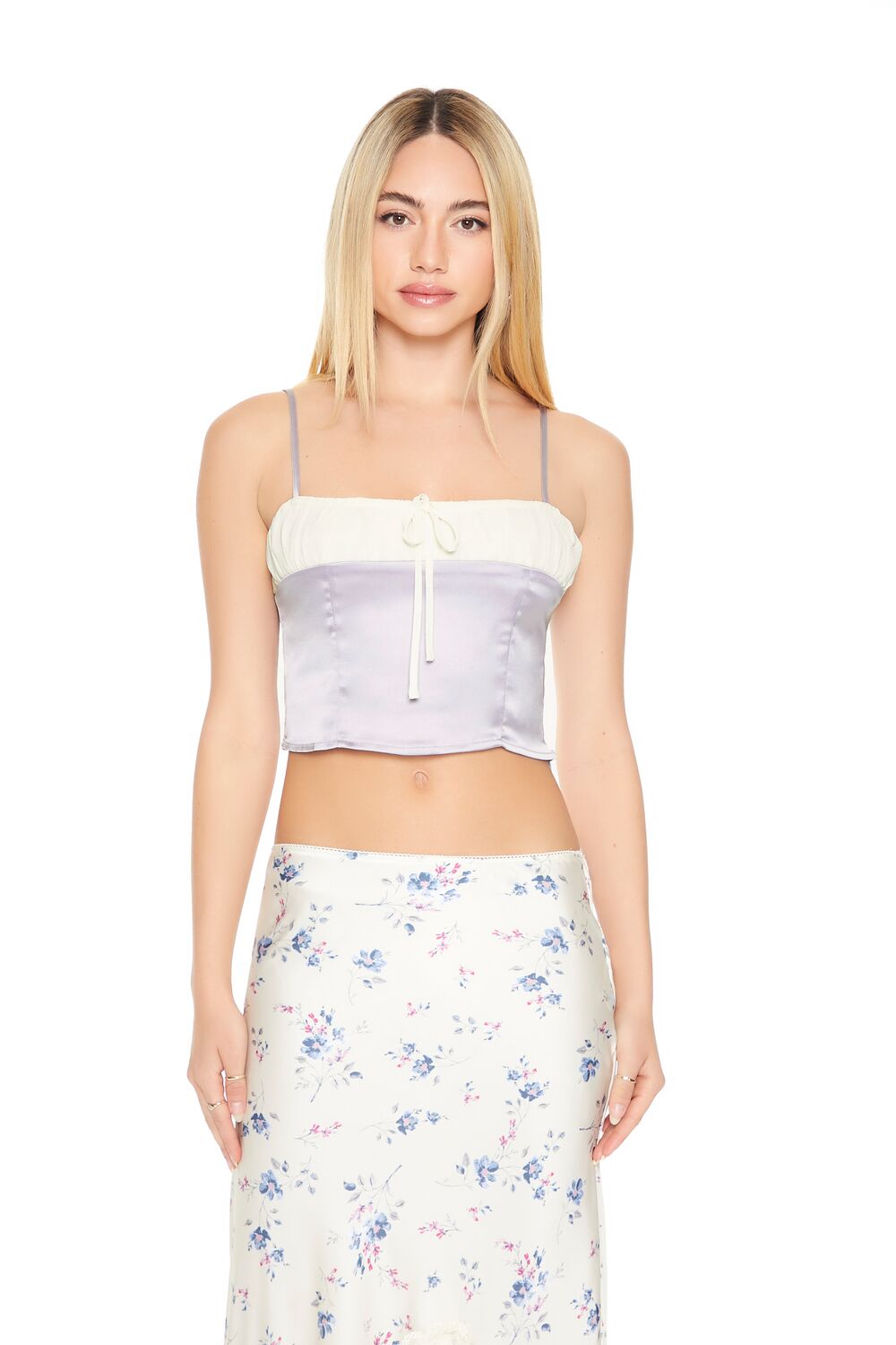 Cropped Satin Colorblock Cami