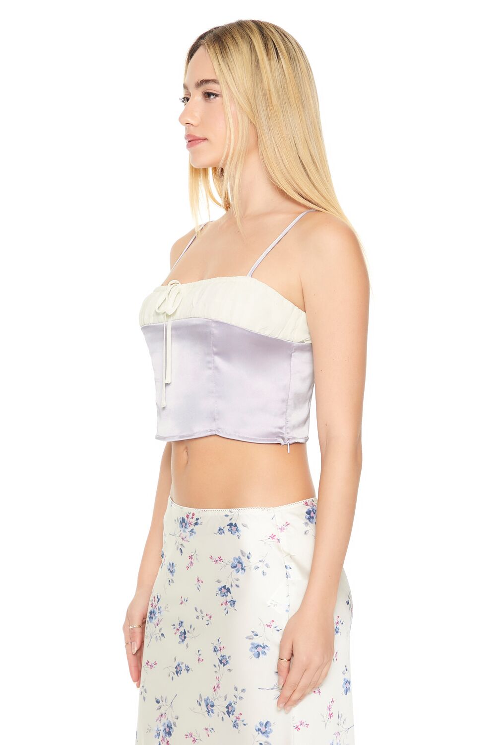 Cropped Satin Colorblock Cami