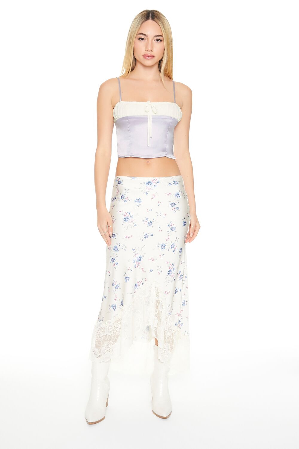 Cropped Satin Colorblock Cami