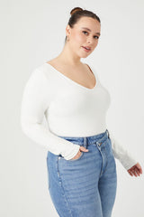 Plus Size Fitted V-Neck Bodysuit