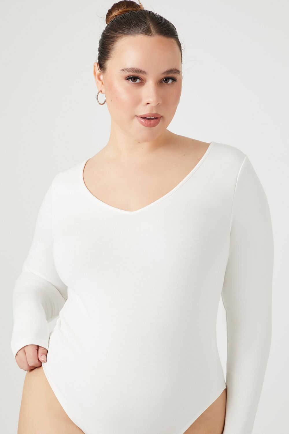 Plus Size Fitted V-Neck Bodysuit