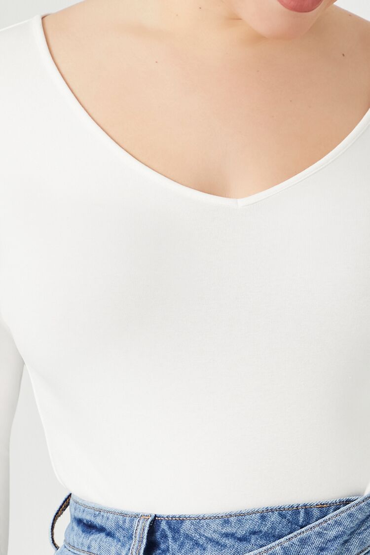 Plus Size Fitted V-Neck Bodysuit
