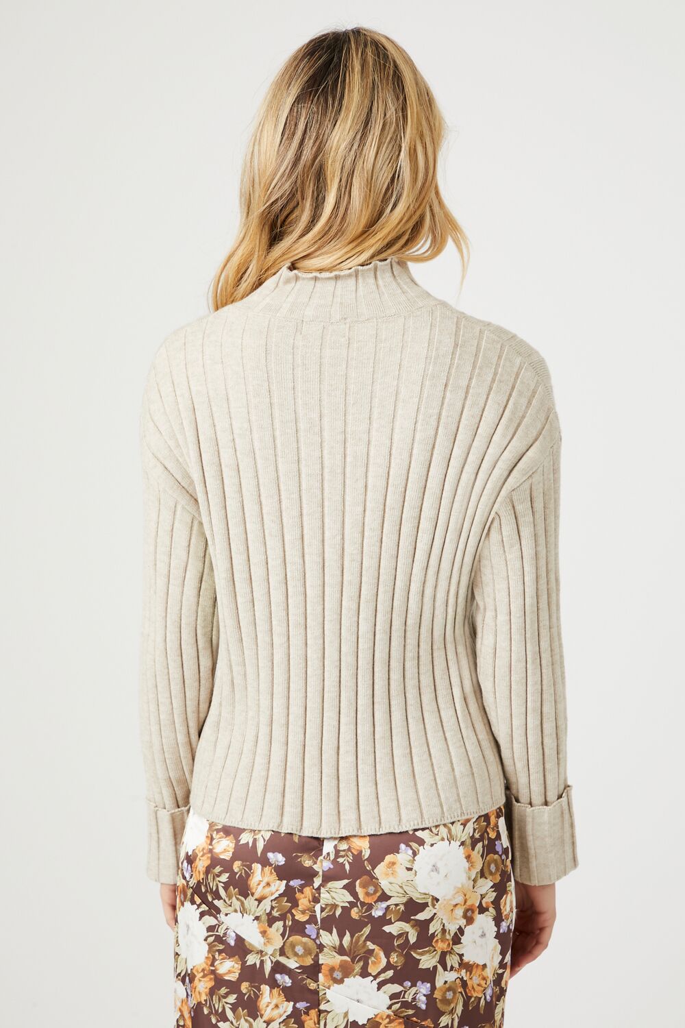 Rib-Knit Mock Neck Sweater