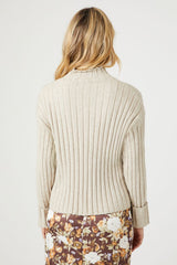 Rib-Knit Mock Neck Sweater