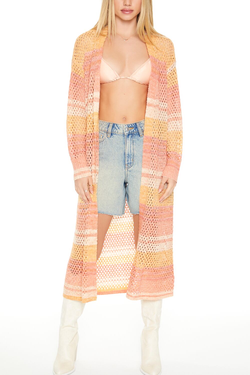 Striped Longline Cardigan Sweater