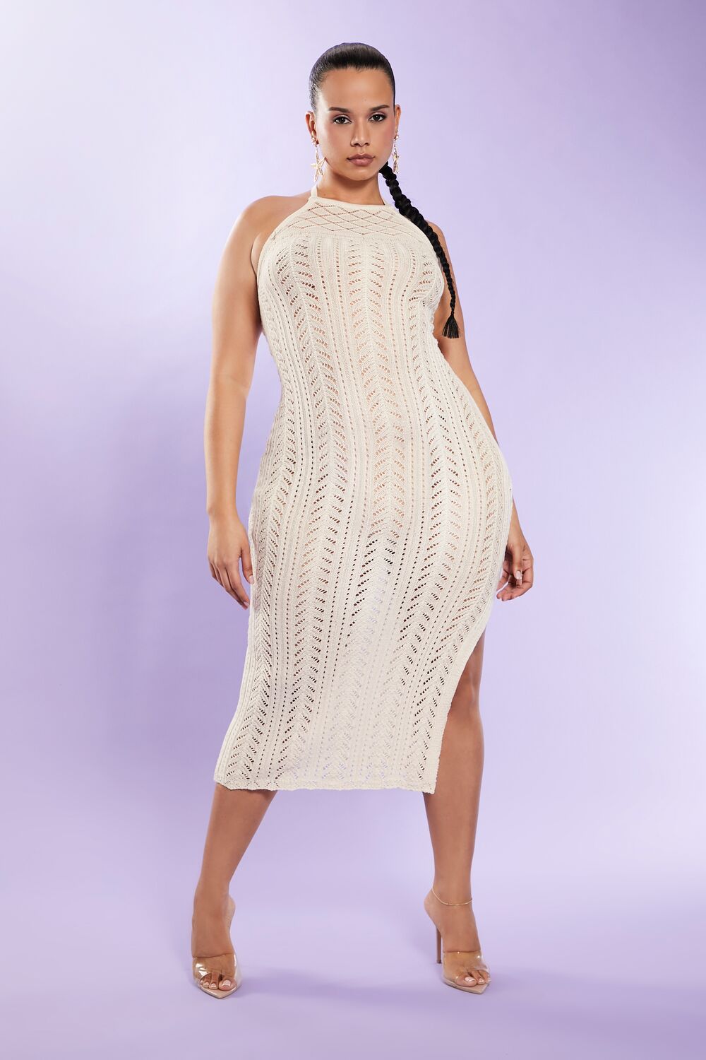 Plus Size Halter Midi Sweater Dress