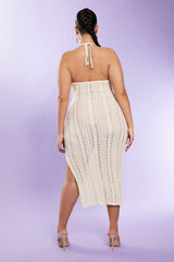 Plus Size Halter Midi Sweater Dress