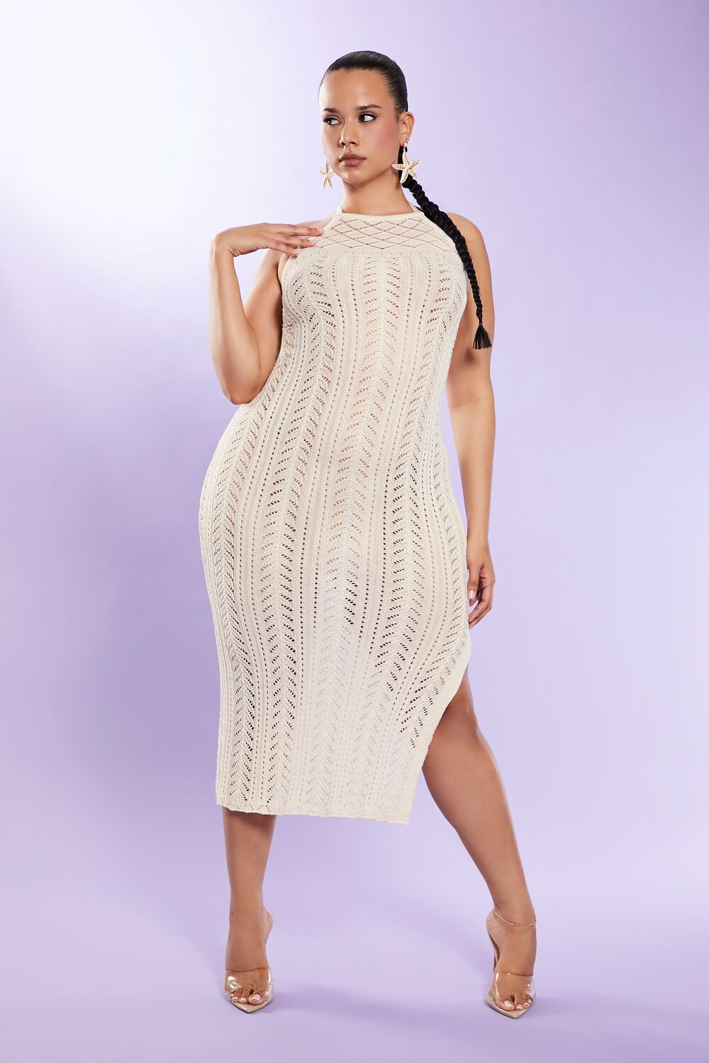 Plus Size Halter Midi Sweater Dress
