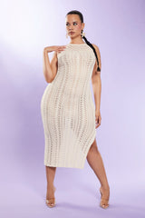 Plus Size Halter Midi Sweater Dress