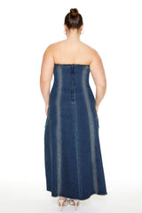 Plus Size Strapless Denim Maxi Dress