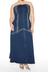 Plus Size Strapless Denim Maxi Dress