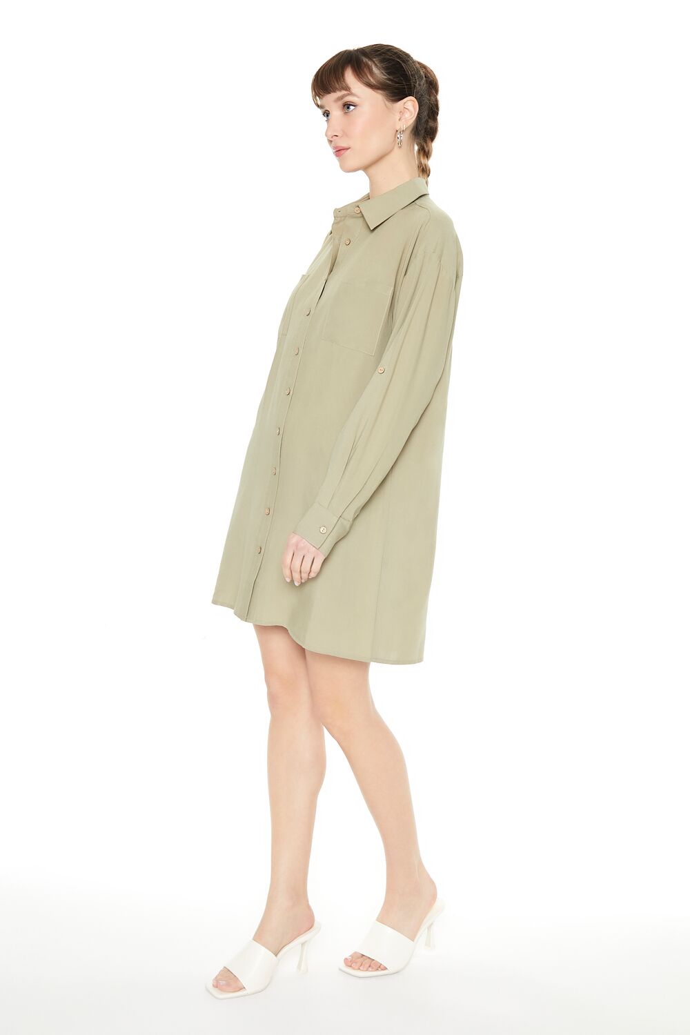 Drop-Sleeve Shift Shirt Dress