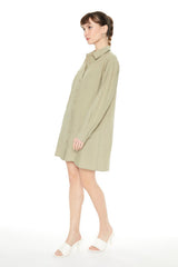 Drop-Sleeve Shift Shirt Dress