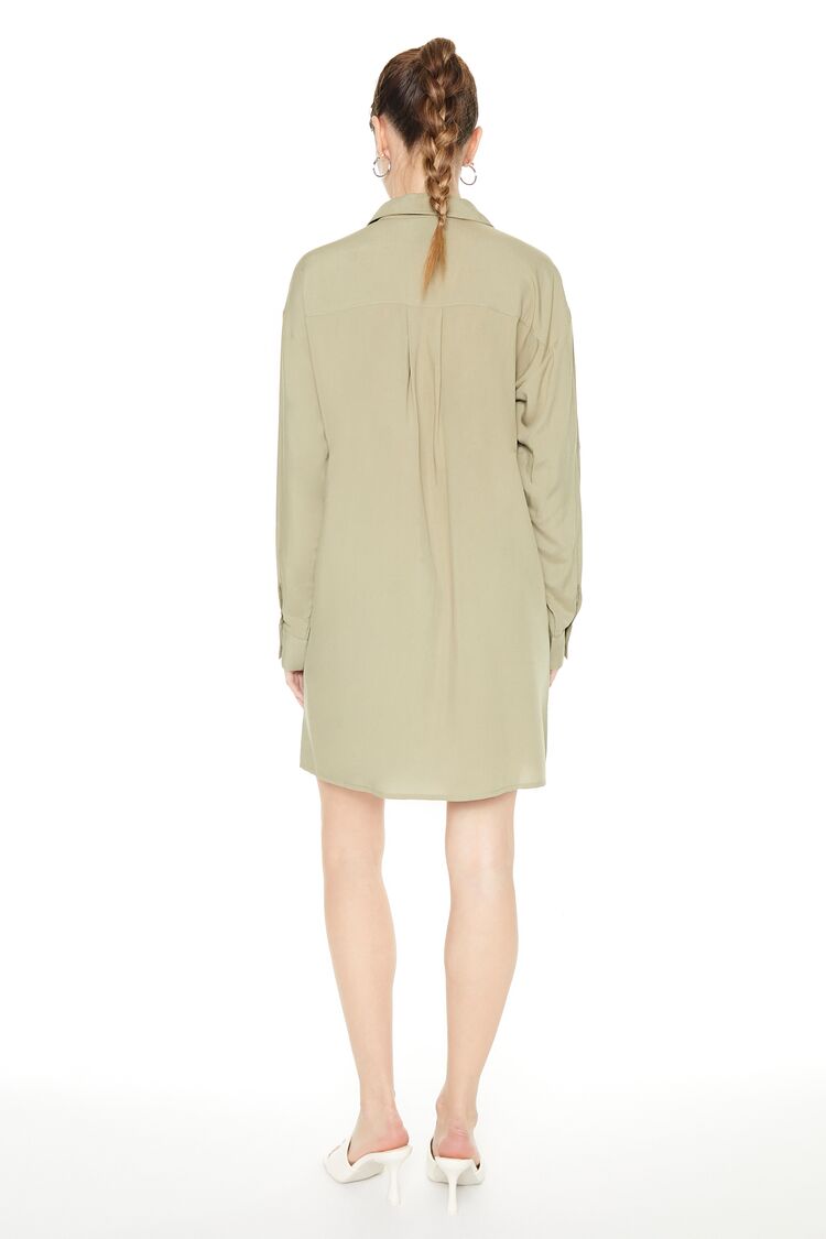 Drop-Sleeve Shift Shirt Dress