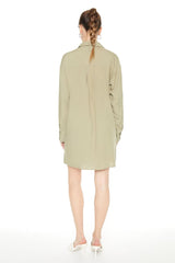 Drop-Sleeve Shift Shirt Dress