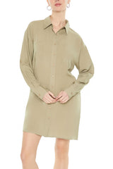 Drop-Sleeve Shift Shirt Dress