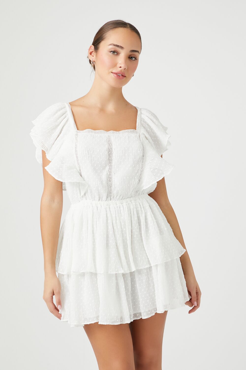 Tiered Clip-Dot Mini Dress