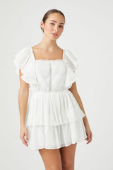 Tiered Clip-Dot Mini Dress