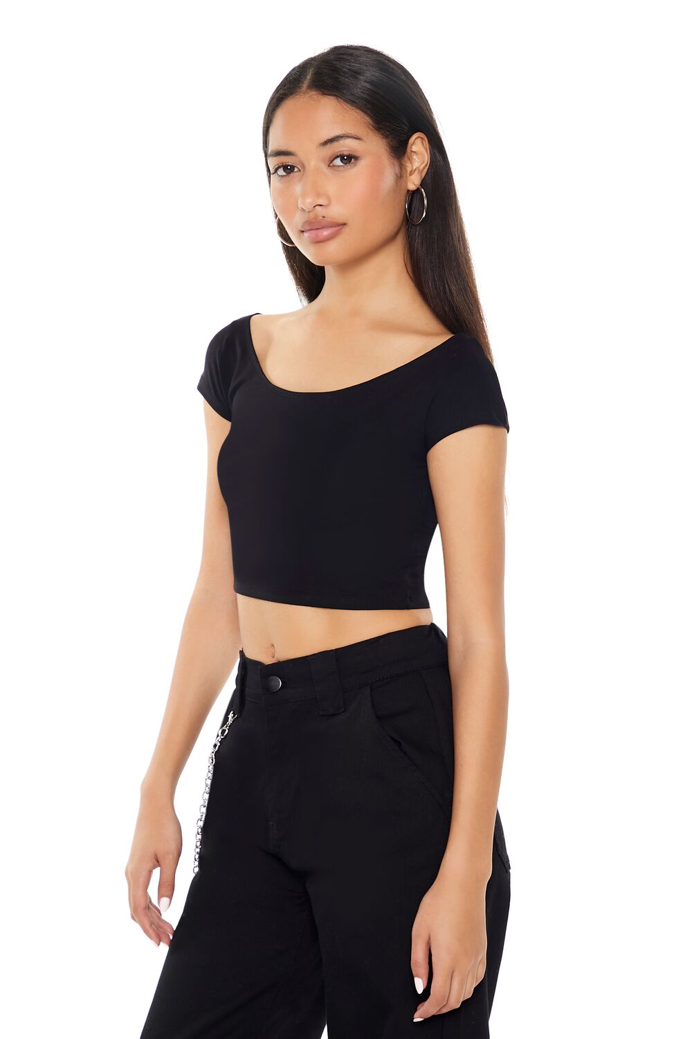 Cropped Boat-Neck Tee
