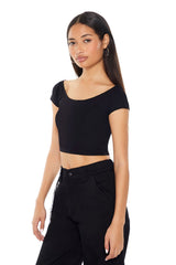 Cropped Boat-Neck Tee