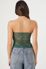 Lace Strapless Split-Hem Top