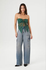 Lace Strapless Split-Hem Top