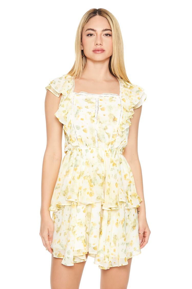 Floral Print Flounce Mini Dress