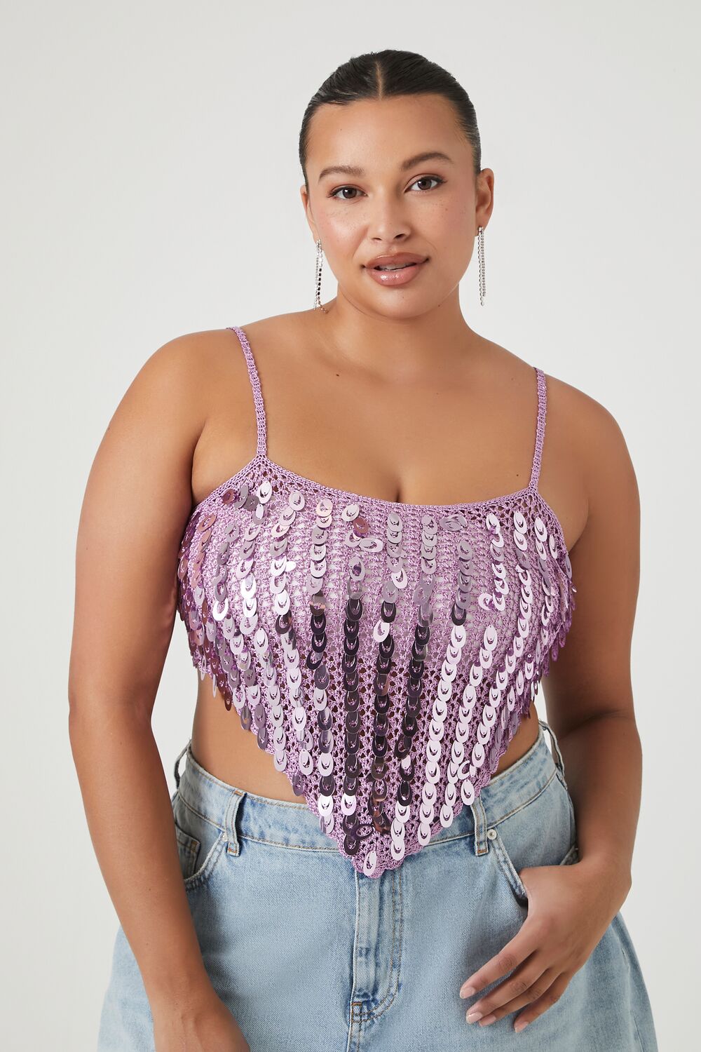 Plus Size Sequin Sweater-Knit Cami