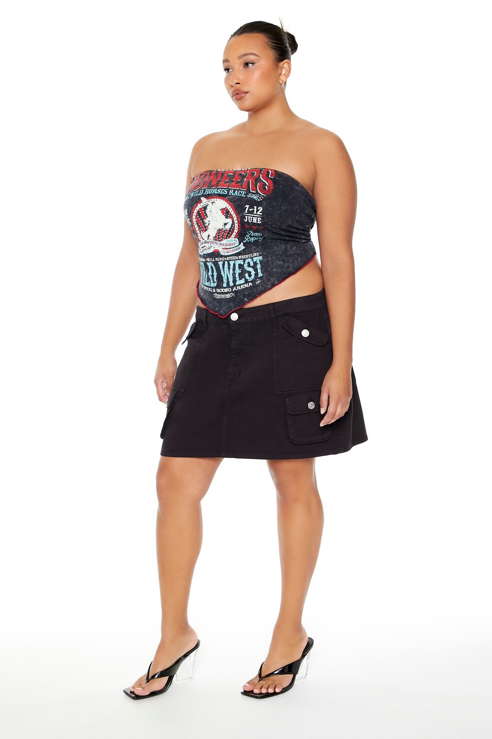 Plus Size Twill Cargo Mini Skirt