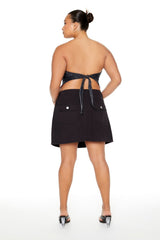 Plus Size Twill Cargo Mini Skirt