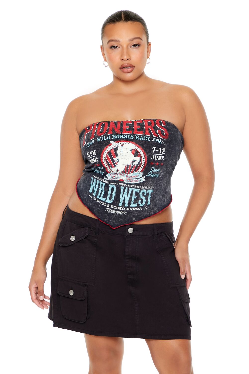 Plus Size Twill Cargo Mini Skirt