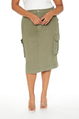 Plus Size Twill Midi Cargo Skirt