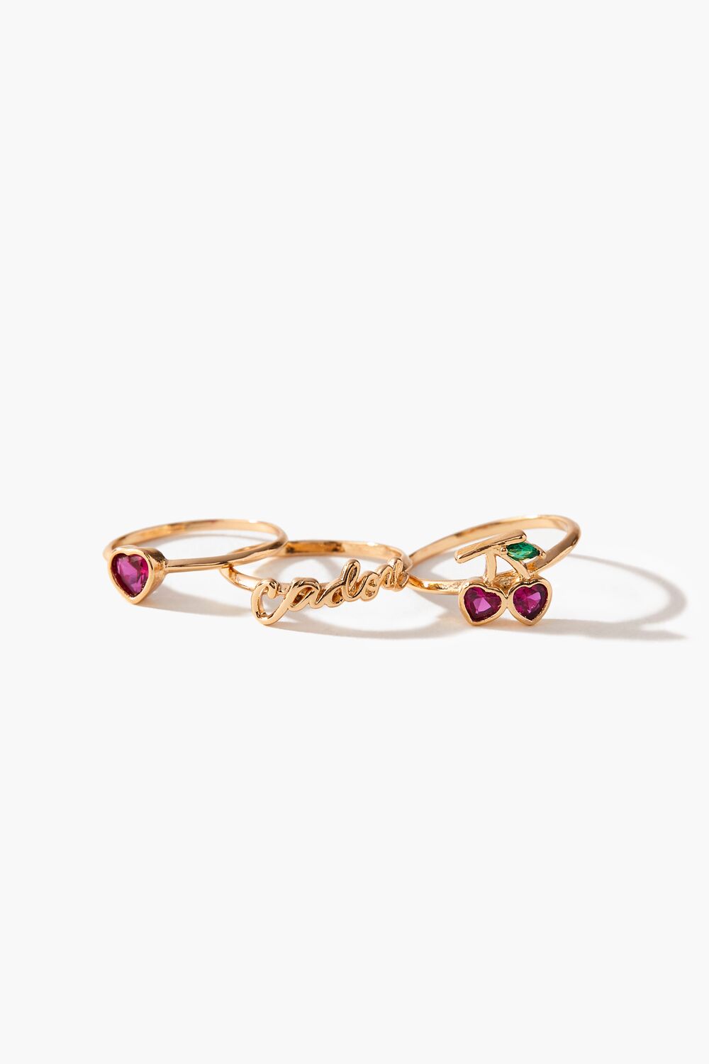 Frasier Sterling Faux Gem Cherry Ring Set