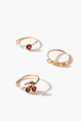 Frasier Sterling Faux Gem Cherry Ring Set