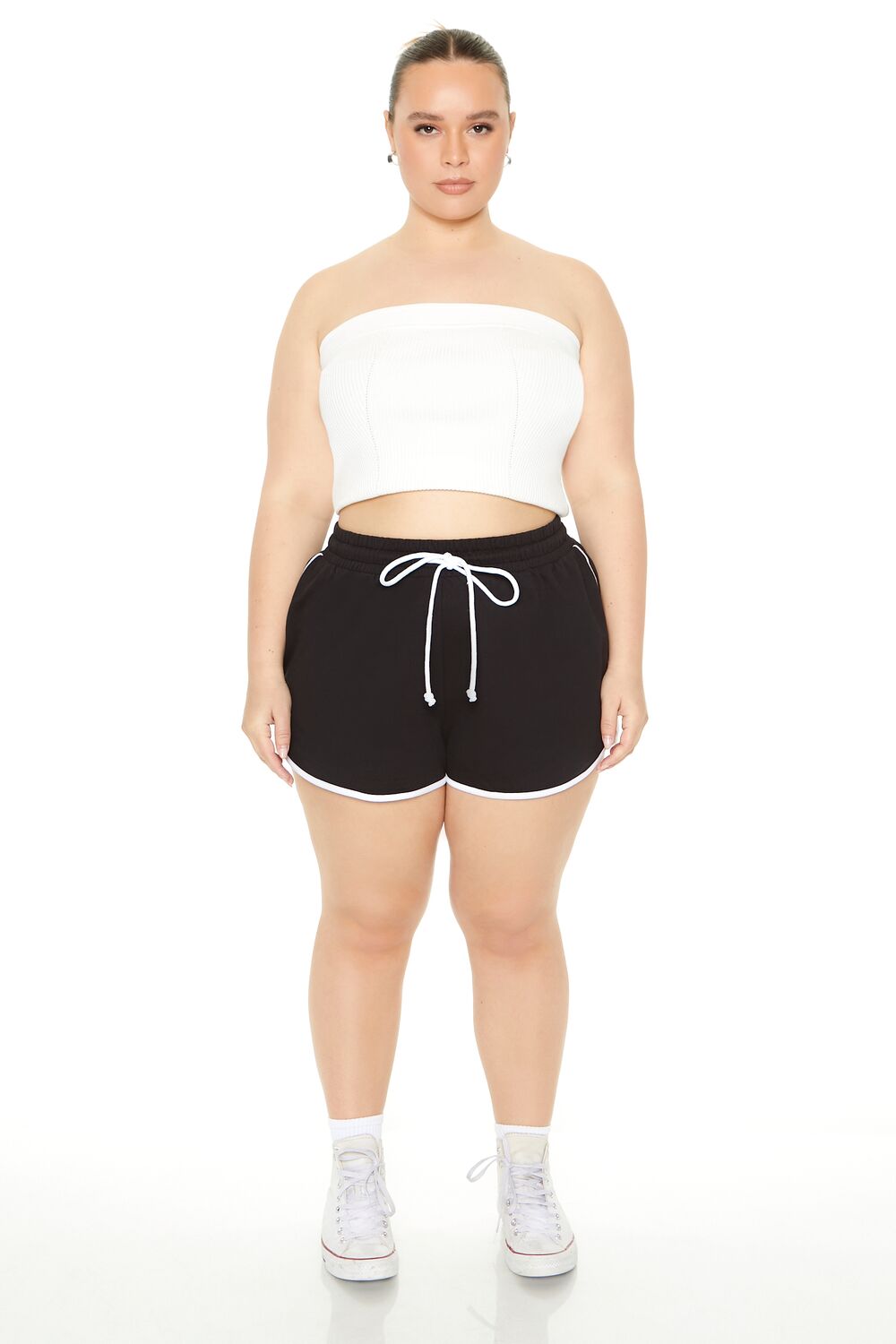 Plus Size French Terry Ringer Shorts