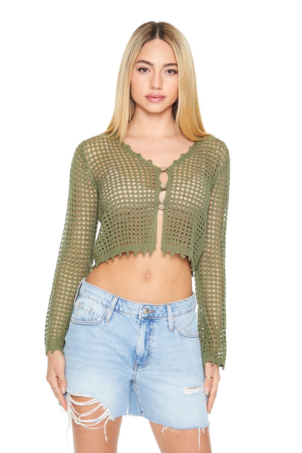Sheer Crochet Cardigan Sweater