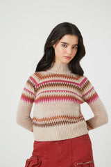Geo Print Turtleneck Sweater
