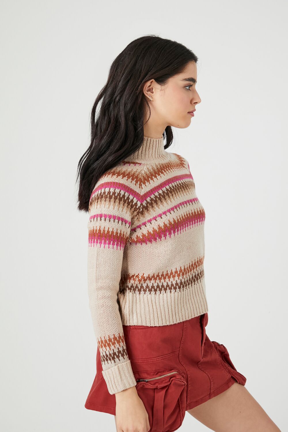 Geo Print Turtleneck Sweater