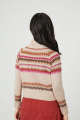 Geo Print Turtleneck Sweater