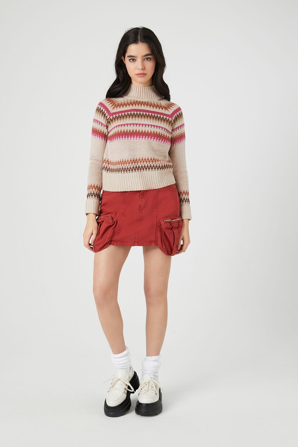 Geo Print Turtleneck Sweater