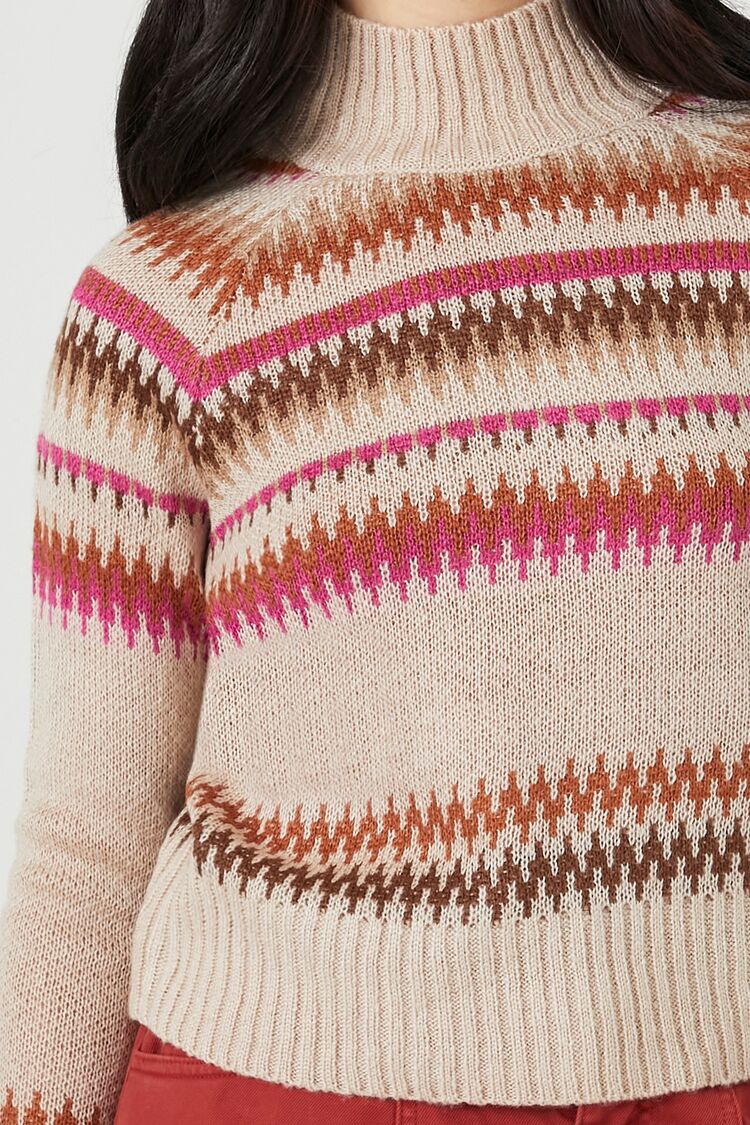 Geo Print Turtleneck Sweater